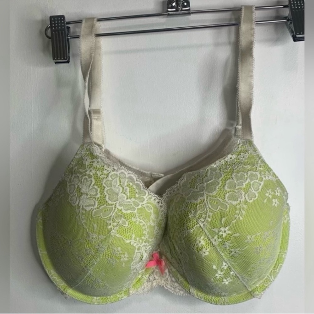 Victorias Secret Bra Size 36D Green Lace